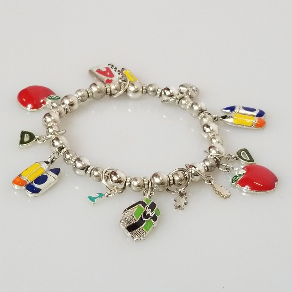 Silver Toned Teacher Charm Fashion Bracelet